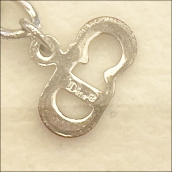 DIOR Cube CD Logo Rhinestone Silver Tone Pendant Necklace - Picture 9 of 12